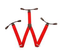 Trimming Shop 25mm Unisex Hombre Negra con Marrón Ojal Botón Tirantes Elástico Ajustable y Forma para Pantalones Anti-deslizante con Cierre Fuerte Clips Loops Rojo, 44"