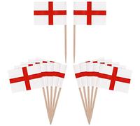 Trimming Shop 50 Piezas de decoración para Tartas de la Bandera de Inglaterra palillo de Dientes Banderas de San Jorge Mini palillo de y Suministros de Fiesta Pub, café y Eventos Reales