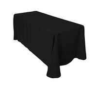 Trimming Shop 90" x 132" rectángulo Negro Cubierta de Tela de Mesa de poliéster Liso - Tejido de Lino Ancho Adecuado para Superficies Planas - para Banquetes, recepciones de Bodas, y Eventos