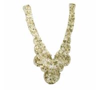 Trimming Shop Aplique de encaje de lentejuelas de 15 cm x 30 cm, parche bordado con cuentas para vestidos, vestidos de novia, ropa de graduación, manualidades de costura, disfraces, 4pcs, malla