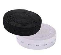 Trimming Shop Bandas elásticas planas de 11 yardas, cordón elástico con ojal para faldas y pantalones, ropa, tejer, paquete de 2 (25 mm de ancho, 10 metros de largo)