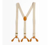 Trimming Shop Beige Unisex Refuerzos De Liga Ajustable En Cuero Agujeros del Botón/Elastane 2.5cm Ancho