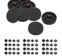 Trimming Shop Botones de presión de 15 mm con broches traseros de metal negro, botones a presión sin costuras para manualidades de cuero, chaquetas, bolsos, negro, juego de 100 piezas