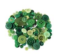 Trimming Shop Botones Redondos de Resina 2 y 4 Agujeros Surtidos de Colores y Tamaños para Manualidades de Costura, Decoración Hecha a Mano para Niños, Proyecto de Bricolaje, 50g, Verde Mixto