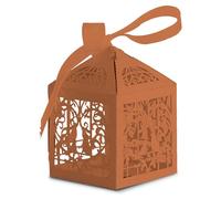 Trimming Shop Caramelo Regalo Detalle Cajas con Cinta de Organza Precisa Corte Dulce Amor Pájaros Aniversario Bodas Fiesta Cumpleaños Baby Shower Evento - Naranja, 50pcs