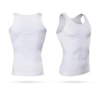Trimming Shop Chaleco adelgazante de compresión para hombre, color blanco, para control de abdomen, vientre y cintura, quemador de grasa sin mangas, sin costuras, para entrenamientos de gimnasio