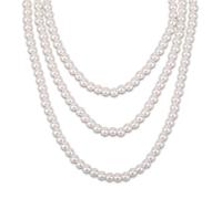 Trimming Shop - Collar de perlas de imitación de color blanco de 120 cm de largo, accesorios de disfraces de los años 20 para despedida de soltera, fiesta de boda, plástico, blanco, 120 cm…