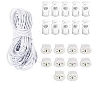 Trimming Shop Cordón elástico de 4 mm de longitud, 10 metros de longitud, 10 piezas de un solo agujero y 10 piezas de doble agujero (blanco) topes de palanca con resorte para proyectos de manualidades