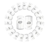 Trimming Shop Cordón Tapón Cierres Cuerda con Sencillo Agujero Botón Conmutador Y Ancho Empuje Botones para Bolsas,Paracord,Chaquetas,Equipaje - Blanco, 10pcs