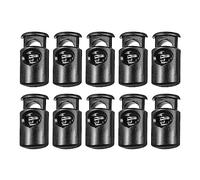 Trimming Shop Cordón Tapón Cierres Cuerda con Sencillo Agujero Botón Conmutador Y Ancho Empuje Botones para Bolsas,Paracord,Chaquetas,Equipaje - Negro, 10pcs