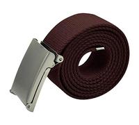 Trimming Shop Correa de lona unisex con hebilla de cierre de metal ajustable, estilo militar, para uso al aire libre, 51 x 3,8 cm, Marrón oscuro con hebilla plateada, Talla única