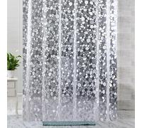 Trimming Shop Cortina de ducha con efecto 3D con estampado de guijarros de PVC, transparente, resistente al moho y al moho, con 12 ganchos, cortina de baño impermeable, 180 cm x 180 cm