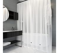 Trimming Shop Cortina de ducha de PEVA con imanes inferiores, color blanco helado, resistente al moho y al moho, con 12 ganchos, cortina de baño impermeable, 180 cm x 180 cm