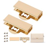 Trimming Shop Cubiertas rectangulares de metal para cierre magnético con tornillos, placa de bloqueo de borde de bolso, cubierta de cierre de correa de bolsa, accesorios de cierre de bolsa, dorado