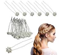 Trimming Shop Diamante Bañado en Plata Brillante Cristales Rosa Flor Pelo Broches Clips Pelo de Mujer Joyería para Bodas Boda Peinado, Graduación Fiesta - Plateado, 5pcs
