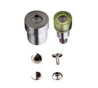 Trimming Shop Doble Tapa Tubular Remache Herramienta de Ajuste Plantilla Set para Universal Mano Verde Máquina Prensa Remachadora - Plateado, 10mm