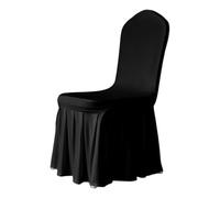 Trimming Shop Funda para silla estilo falda negra de poliéster de elastano, fundas elásticas y extraíbles con bolsillos elásticos para los pies para bodas, banquetes, eventos y cenas, paquete de 1
