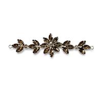 Trimming Shop Hermoso Negro Cristales Pedrería Motivo Costura Parche Aplique para Boda Vestido de Novia, Informal o Formal Ropa Accesorios de Moda - 14 x 4cm - Champán