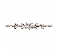 Trimming Shop Hermoso Negro Cristales Pedrería Motivo Costura Parche Aplique para Boda Vestido de Novia, Informal o Formal Ropa Accesorios de Moda - 16 x 2.5cm - Transparente