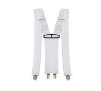 Trimming Shop Hombre Elástico Tirantes X Forma Liso Tirantes Ajustables con Fuerte Clip de Metal Para Pantalones, Vaqueros, Pantalones, 35mm - Blanco, 35mm