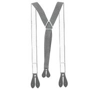 Trimming Shop Hombre Liguero y Forma Ojal Botón Tirantes para Pantalones, Vaqueros, Ajustable Elástico Grueso Tractores Tirantes, Complemento, 25mm - Gris con Blanco Lunares, Button Hole