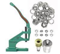 Trimming Shop Juego de 100 broches de presión de 9,5 mm, sin costura, botón de metal con juego de troqueles de fijación y prensa manual universal The Green Machine para camisas occidentales, bolsas de