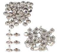 Trimming Shop Juego de 100 remaches de cuero, remaches tubulares de doble tapa, pernos de metal duraderos para manualidades en cuero, bolsos, cinturones, bolsos, zapatos, reparación de ropa, plata, 10