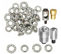 Trimming Shop Juego de 50 ojales de diamante plateados de 6 mm con arandelas, juego de troqueles de corte de doble agujero para prensa manual de máquina verde, ojales de diamantes de imitación para