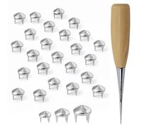 Trimming Shop Juego de 600 tachuelas plateadas de cono bajo, 6,5 mm, 8 mm, 9 mm, remaches con puntas y herramienta de punzón, tachuelas de metal punk para manualidades en cuero, chaquetas, bolsas - (3