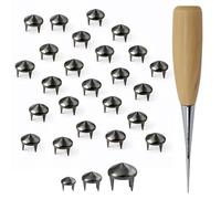 Trimming Shop Juego de 600 tacos de punta de cono bajo plomizo, 6,5 mm, 8 mm, 9 mm, remaches con puntas y herramienta de punzón, tachuelas de metal punk para manualidades, chaquetas, bolsas