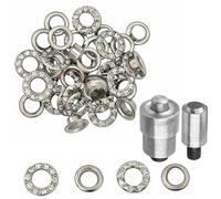 Trimming Shop Juego de ojales plateados de diamante de 6 mm, 50 piezas con arandelas y troquel de ajuste para prensa manual de máquina verde, ojales decorativos de diamantes de imitación para bolsos