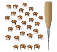 Trimming Shop Kit de 400 pernos de cono bajo de bronce, remaches de punta de 8 mm y 9 mm con puntas y herramienta de punzón, tachuelas de metal para manualidades, chaquetas, bolsas y adornos de