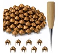 Trimming Shop Kit de 600 pernos de cono alto de bronce: remaches de punta de 6,5 mm, 8 mm, 9 mm, con puntas y herramienta de punzón, clavos de metal para manualidades, chaquetas, bolsas y adornos de