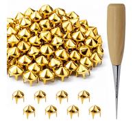 Trimming Shop Kit de 600 pernos de cono alto dorado, remaches de punta de 6,5 mm, 8 mm, 9 mm con puntas y herramienta de punzón, tachuelas de metal para manualidades, chaquetas, bolsas y adornos de