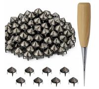 Trimming Shop Kit de 600 tacos de cono alto de plomizo: 6,5 mm, 8 mm, 9 mm, remaches de punta con puntas y herramienta de punzón, tachuelas de metal para manualidades, chaquetas, bolsas y adornos de