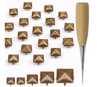Trimming Shop Kit de pernos piramidales de 6 mm, 8 mm, 9 mm, 12 mm, bronce, remaches de punta con puntas y herramienta de punzón para manualidades en cuero, chaquetas, bolsos, 400 piezas