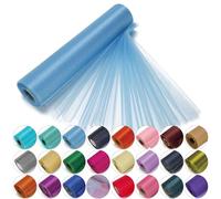 Trimming Shop Nieve Organza Fina Rollos Purpurina Tela para Boda Fiesta de Navidad Silla Cintos Caminos de Mesa Decoración 29cm X 25m - Azul Cielo