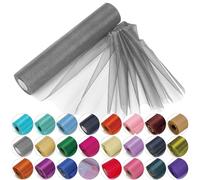 Trimming Shop Nieve Organza Fina Rollos Purpurina Tela para Boda Fiesta de Navidad Silla Cintos Caminos de Mesa Decoración 29cm X 25m - Oscuro Plata