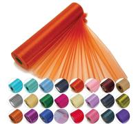 Trimming Shop Nieve Organza Fina Rollos Purpurina Tela para Boda Fiesta de Navidad Silla Cintos Caminos de Mesa Decoración 29cm X 25m - Quemado Naranja