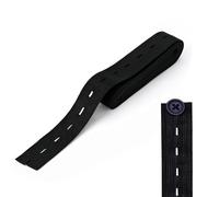 Trimming Shop Ojal Cinta elástica con Ojal, 25 mm, Bobina de Goma para Coser, Bandas de Pantalones, Moda de Maternidad, Costura, Punto, Manualidades, 1 Metro, Negro