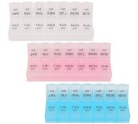 Trimming Shop Paquete de 3 unidades, organizador semanal de píldoras para 7 días, 2 veces al día, planificador diario AM/PM, organizador de medicamentos transparente pastel con tapas a presión