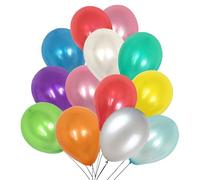 Trimming Shop Paquete de 50 globos de fiesta arcoíris | 12 pulgadas | colores brillantes surtidos | globo colorido de látex fuerte para uso en aire o helio. Cumpleaños, boda, baby shower, decoración