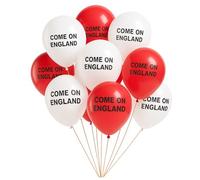Trimming Shop Paquete de 500 globos de San Jorge Come On England para decoraciones europeas, globos de látex rojos y blancos, globos de grado de helio para el Día Nacional de Inglaterra, decoraciones