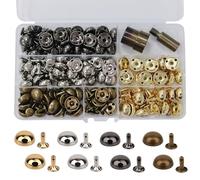 Trimming Shop Paquete de patas de bolsa de cúpula de 15 mm con troquel y caja de almacenamiento, 100 piezas de metal para bolso y bolsos en forma de cúpula para manualidades y reparaciones de cuero