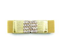 Trimming Shop Plata Grande Mujer Cintura Elástica Cinturón para Formal, Ropa Casual con Oro Famoso Hebillas y Decorado Falso Diamantes, Ajustable, Ajustable, 60mm