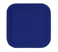 Trimming Shop Platos de Postre Cuadrados Resistentes de 9 Pulgadas, Platos Azul Marino, 23 cm, Paquete de 14 unidadesde Papel temática de Colores