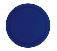 Trimming Shop Platos de Postre Redondos Resistentes de 7 Pulgadas, Platos Azul Marino de 18 cm, Paquete de 20 unidadesde Papel temática de Colores