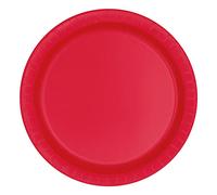 Trimming Shop Platos de Postre Redondos Resistentes de 7 Pulgadas, Platos de Color Rojo rubí de 18 cm, Paquete de 20de Papel temática de Colores