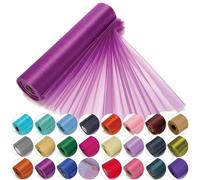 Trimming Shop Rollo de Organza Nieve Fino Purpurina Tela 25m X 29cm para Boda Evento, Silla Cinta Lazo, Camino de Mesa, Navidad Evento,Decoración Fiesta,Violeta