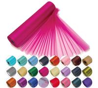 Trimming Shop - Rollo de organza transparente con lentejuelas para sala de bodas, lazos y bufanda de silla, camino de mesa, Navidad, decoración de fiestas, color rosa brillante (25 m x 29 cm)